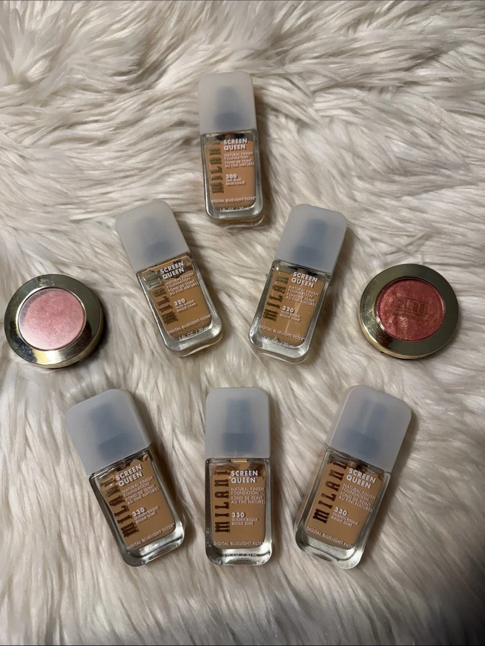 Milani Bundle Screen Queen Liquid Foundations & Blushes in Warm Beige and Rose